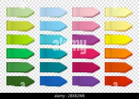 Realistic sticky notes collection. Arrow flag tabs. Post note stickers ...