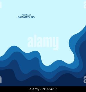 Abstract liquid shapes background. Waves, water, sea theme. Smooth geometric shapes composition. Applicable for covers, placards, posters, brochures, Stock Vector