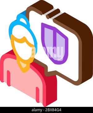 Old Woman Shield isometric icon vector illustration Stock Vector