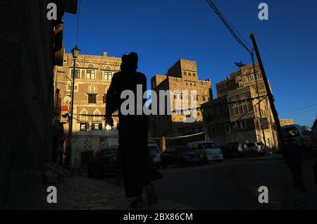 This picture shows a view of the old quarter of the capital Sanaa on November 14, 2018. Stock Photo