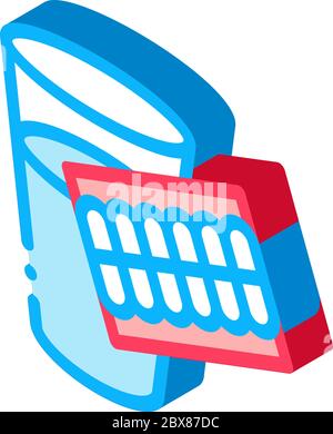 Teeth Water Glass isometric icon vector illustration Stock Vector