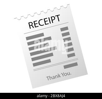 Paper checks, receipts. Receipt icon, paper receipt. Isolated on white background. Vector illustration in flat style. Stock Vector