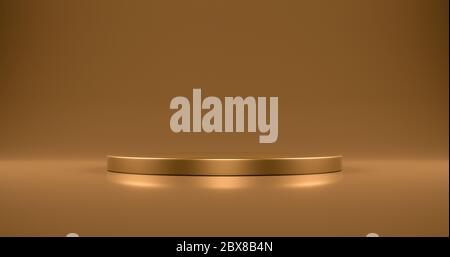 Gold circular podium on gold background with blank space. 3d rendering Stock Photo