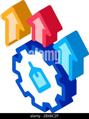 Gear Arrows Label isometric icon vector illustration Stock Vector