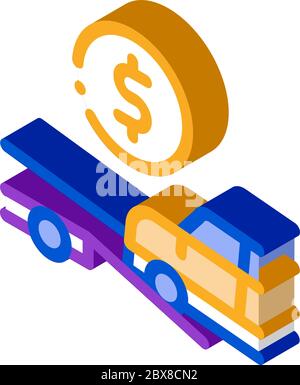 Evacuate Car Coin isometric icon vector illustration Stock Vector