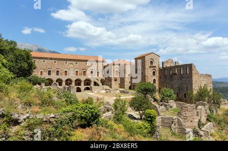 The medieval palaces of the Despots of Mystras, Peloponnese, Greece. Stock Photo