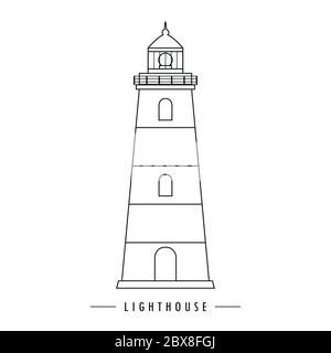 lighthouse outline drawing isolated on white vector illustration EPS10 Stock Vector