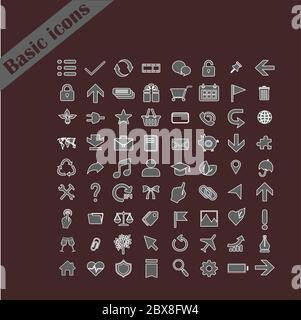 Basic icon sets for business, travel, medicine, commerce, education, ecology, social media, web and automobile. Stock Vector