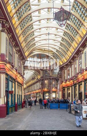 Leadenhall Market, dating from the 14th century, is a historic covered market in the City of London financial district.  Building dates from 1881.
