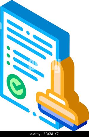 Approve Stamp isometric icon vector illustration Stock Vector