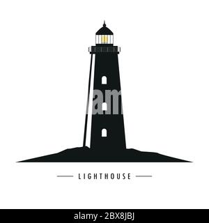lighthouse silhouette icon isolated on white vector illustration EPS10 Stock Vector