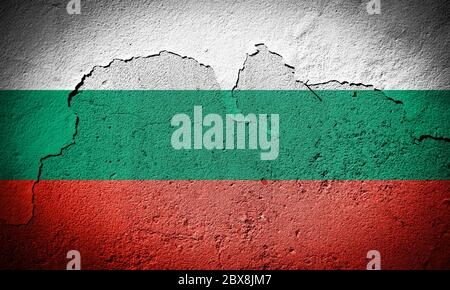 Bulgaria flag painted on grungy cracked wall Stock Photo