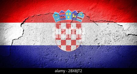 Croatia flag painted on grungy cracked wall Stock Photo