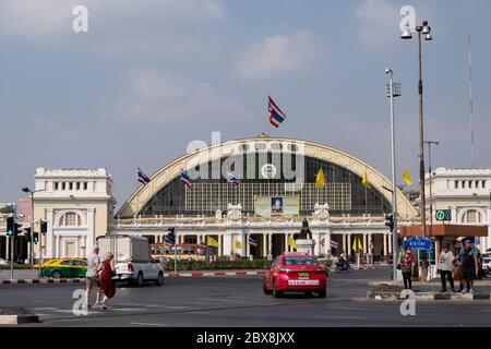 Exterior of Hua Lamphong Railway Station in Bangkok,Thailand, Southeast Asia. Stock Photo
