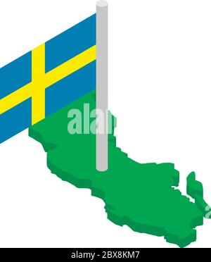 Sweden map icon, isometric style Stock Vector