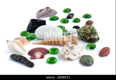 Sea beach objects on white background Stock Photo