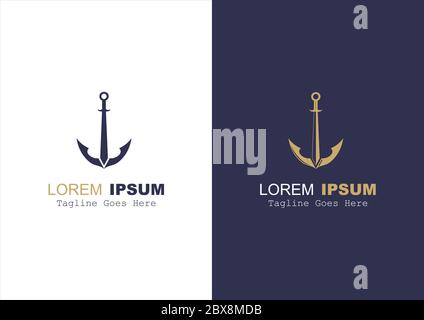 Marine Logo With Anchor & Sword Stock Vector