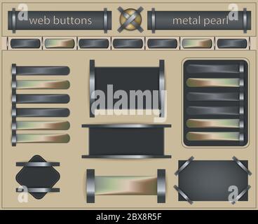 Buttons web template metal pearl, bright background vector Stock Vector