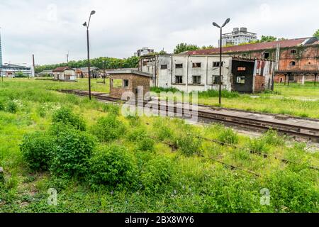 abandoned Railway station at the edge of the town of Montevideo in Uruguay Stock Photo