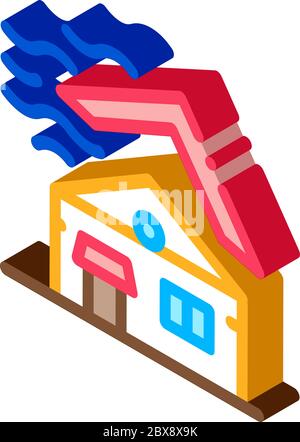 Roof Tear Down isometric icon vector illustration Stock Vector