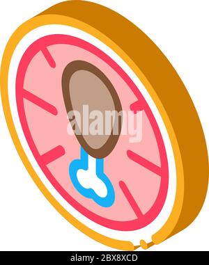 Pizza Chicken isometric icon vector illustration Stock Vector