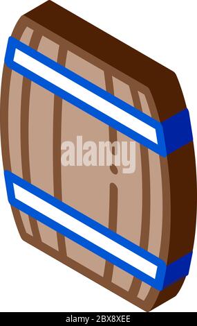 Wooden Barrel isometric icon vector illustration Stock Vector