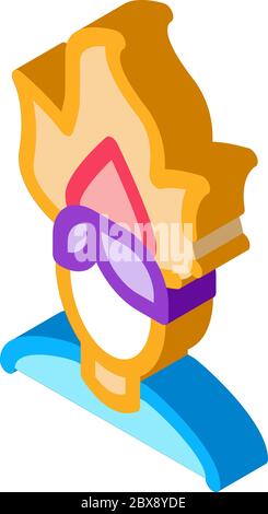 Burning Man Head isometric icon vector illustration Stock Vector