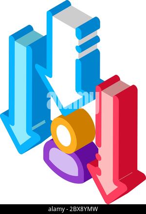 Man Down Arrows isometric icon vector illustration Stock Vector