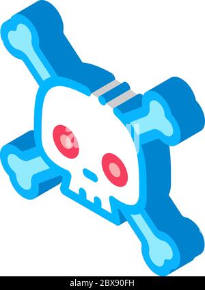 Cross Bones Skull isometric icon vector illustration Stock Vector