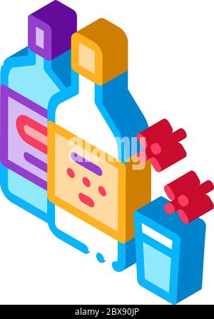 Drink Bottle Cup isometric icon vector illustration Stock Vector
