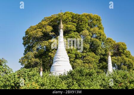 Ruins of the ancient kingdom of Ava Amarapura in Mandalay state Myanmar, former Burma. Maha Aung Mye Bon Zan Monastery, Ava, close to Mandalay Stock Photo