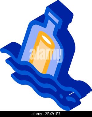 Message In Bottle isometric icon vector illustration Stock Vector