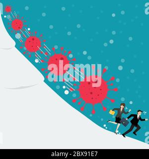 Vetor de Snowball rolling down the snowball effect image. Clipart image do  Stock