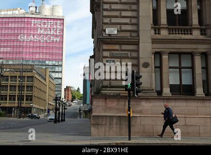 A sign alternatively naming Cochrane Street 'Sheku Bayoh Street' in Glasgow. Activists have put up names of black people and civil rights activists throughout history alongside street names around the Scottish centre as part of the ongoing worldwide demonstrations following the death of George Floyd who was killed on May 25 while in police custody in the US city of Minneapolis. Stock Photo