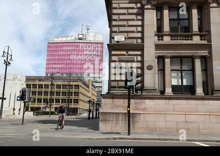 A sign alternatively naming Cochrane Street 'Sheku Bayoh Street' in Glasgow. Activists have put up names of black people and civil rights activists throughout history alongside street names around the Scottish centre as part of the ongoing worldwide demonstrations following the death of George Floyd who was killed on May 25 while in police custody in the US city of Minneapolis. Stock Photo