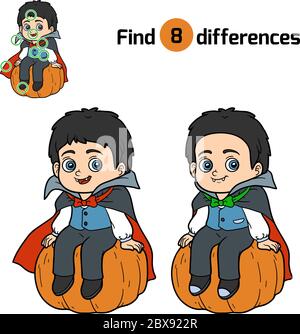 Find differences, education game for children, Vampire Stock Vector