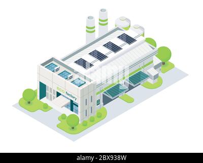 Energy saving factory green looking isometric isolated Stock Vector