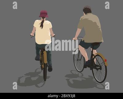 Cycling Together Stock Vector