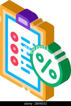 Checklist Percent isometric icon vector illustration Stock Vector