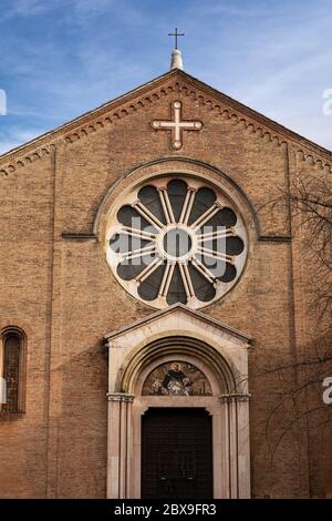 Bologna, Medieval facade of the Basilica of San Domenico (1240) in Romanesque style. Emilia-Romagna, Italy, Europe Stock Photo