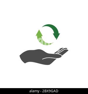 Set of green recycle arrow. Recycle icon vector sign isolated for graphic Stock Vector