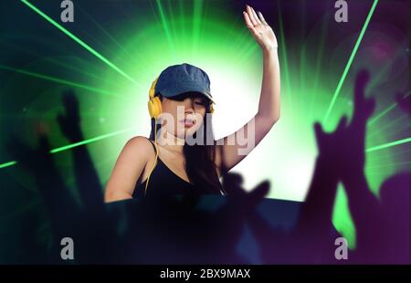 young attractive and cool Asian Japanese DJ woman with