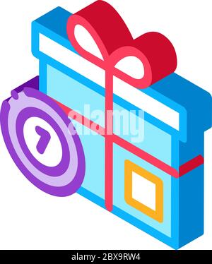 Gift Box with Chips isometric icon vector illustration Stock Vector