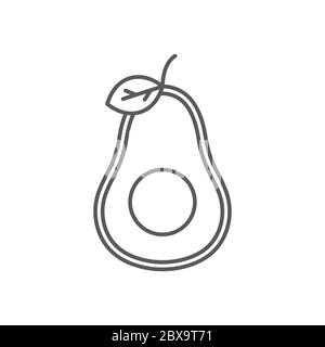 Avocado fruit with leaf vector icon symbol isolated on white background Stock Vector