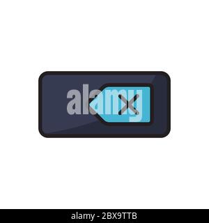 Backspace key vector icon symbol keyboard isolated on white background Stock Vector