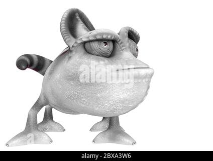 Chameleon Cartoon Is Worried In A White Background This Chamaleon Cartoon In Clipping Path Is Very Useful For Graphic Design Creations 3d Illustrati Stock Photo Alamy