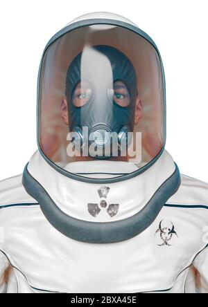 Biohazard Men bio hazard man id portrait in a white background. This biohazard in ...