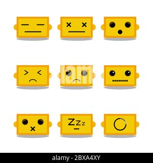 cute robot emoticons set vector-02 Stock Vector