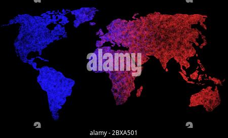 Polygonal world map. Dots and lines connected. World map with global technology and telecommunication network. Stock Photo