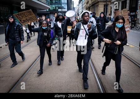 Manchester, UK. 06th June, 2020. Protests have been seen all around the world after the death of George Floyd who died while in police custody in America last week. Credit: Andy Barton/Alamy Live News Stock Photo